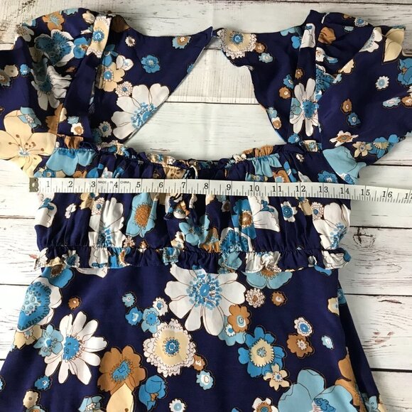 For Love & Lemons Magnolia Navy Floral Mini Dress  Size X-Small - Picture 9 of 11